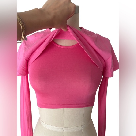 Jacquemus Vibrant Pink Long Sleeve Layered Top - Picture 5 of 6
